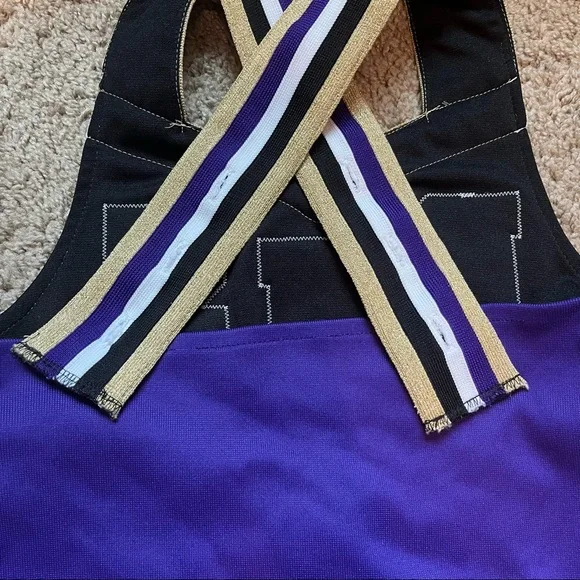 purple / gold / black / white Varsity real high school cheerleading uniform - Picture 11 of 14